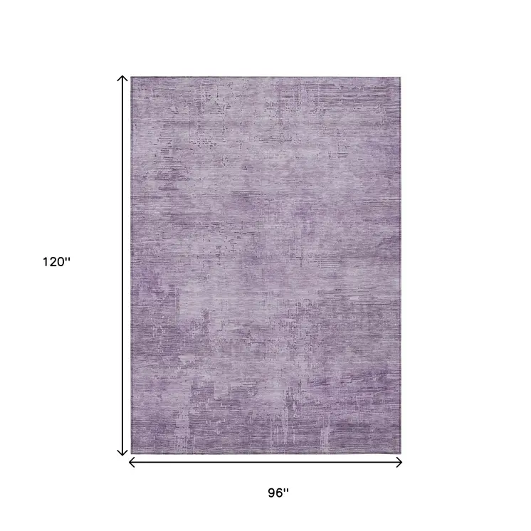 8' X 10' Lavender And Plum Abstract Washable Indoor Outdoor Area Rug