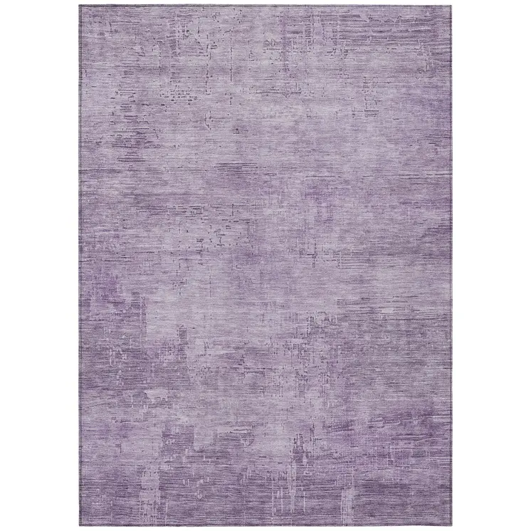 8' X 10' Lavender And Plum Abstract Washable Indoor Outdoor Area Rug