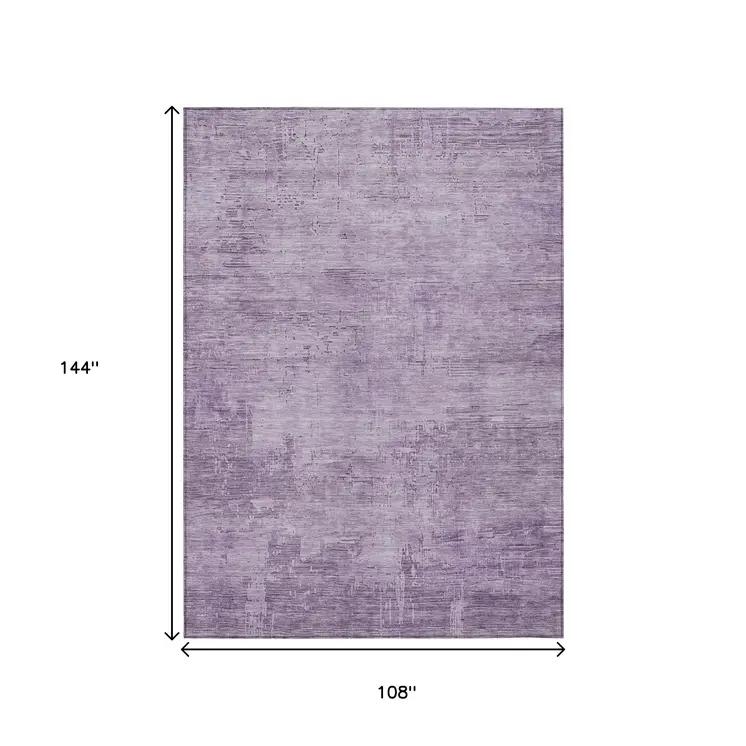 9' X 12' Lavender And Plum Abstract Washable Indoor Outdoor Area Rug