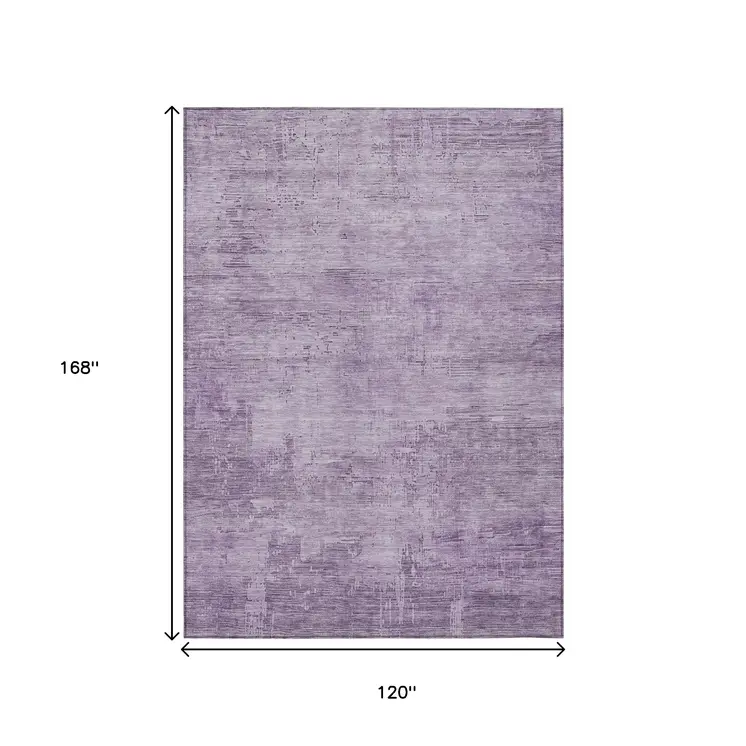 10' X 14' Lavender And Plum Abstract Washable Indoor Outdoor Area Rug