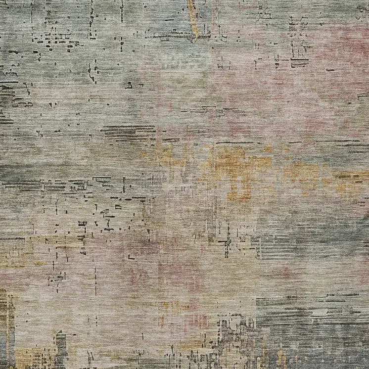 3' X 5' Sage And Beige Abstract Washable Indoor Outdoor Area Rug