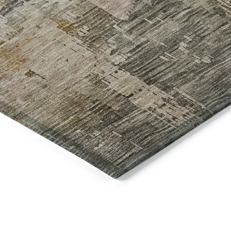 9' X 12' Sage And Beige Abstract Washable Indoor Outdoor Area Rug
