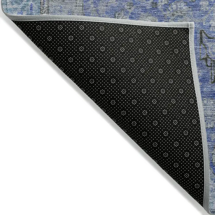 3' X 5' Blue And Gray Medallion Washable Indoor Outdoor Area Rug