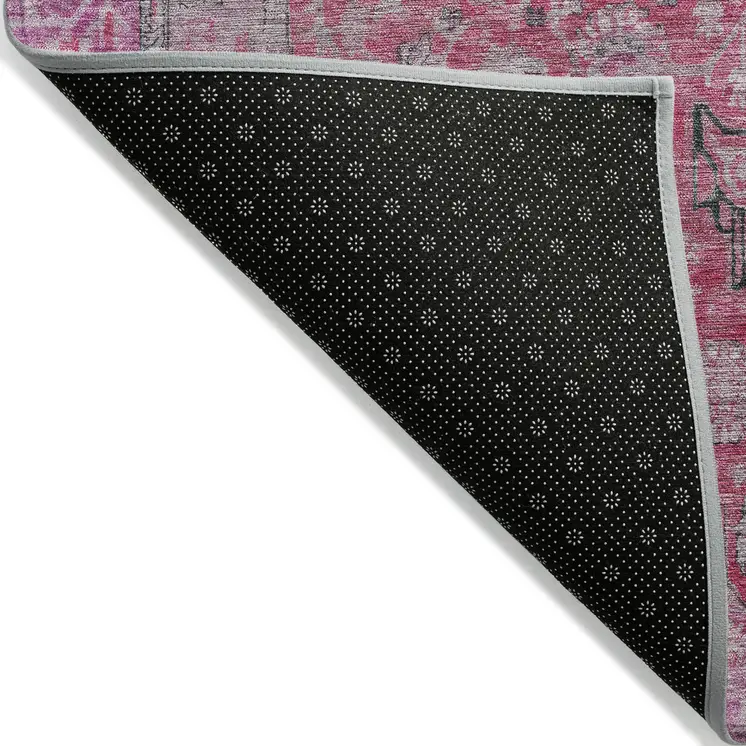 8' X 10' Pink And Lavender Medallion Washable Indoor Outdoor Area Rug