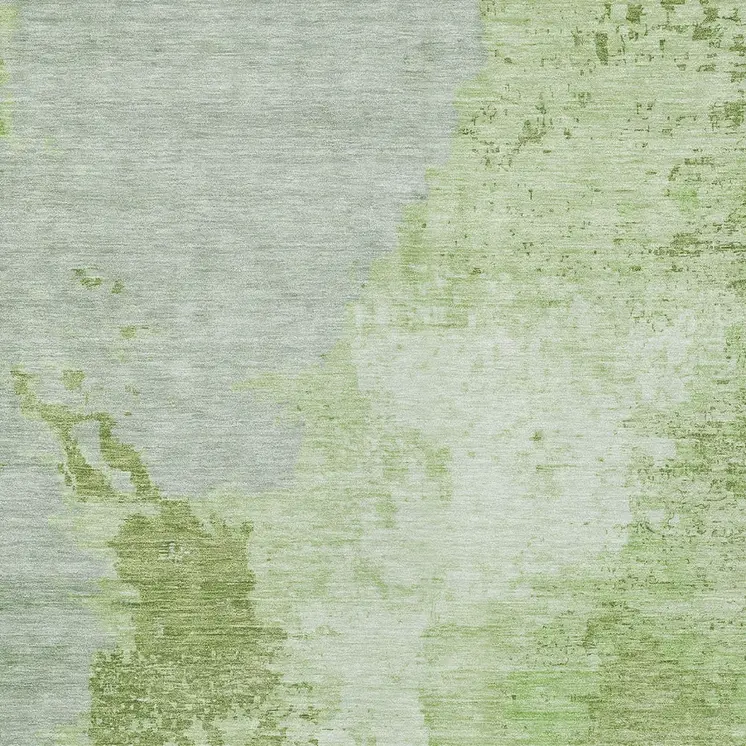 3' X 5' Artichoke Green And Olive Green Abstract Washable Indoor Outdoor Area Rug