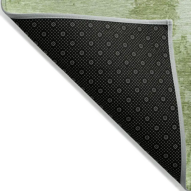 5' X 8' Artichoke Green And Olive Green Abstract Washable Indoor Outdoor Area Rug