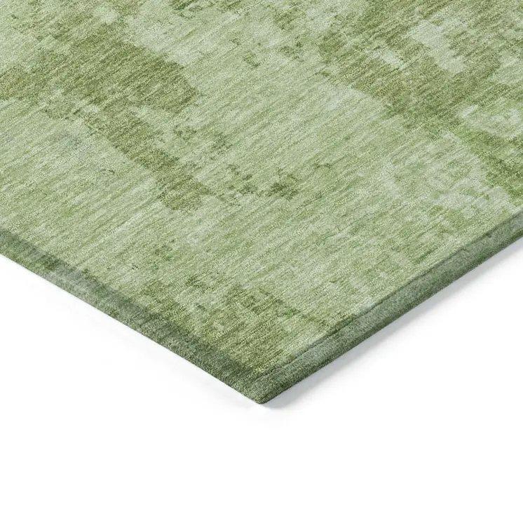 5' X 8' Artichoke Green And Olive Green Abstract Washable Indoor Outdoor Area Rug
