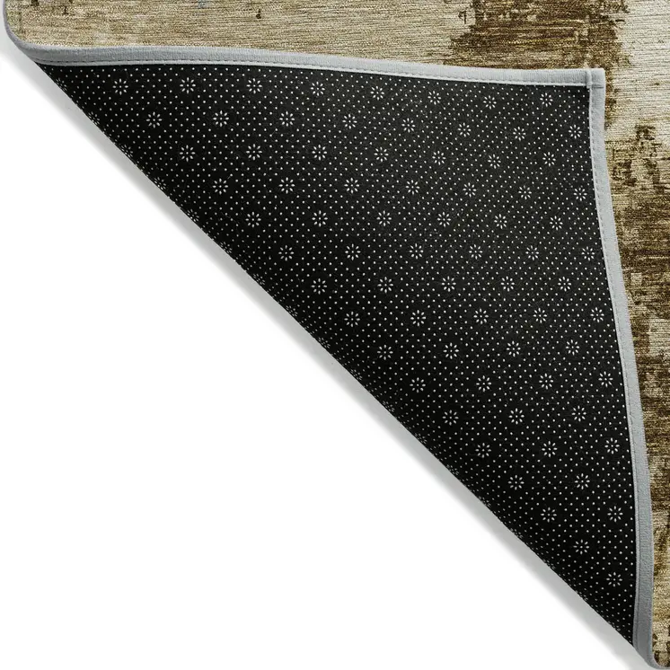 9' X 12' Brown And Beige Abstract Washable Indoor Outdoor Area Rug