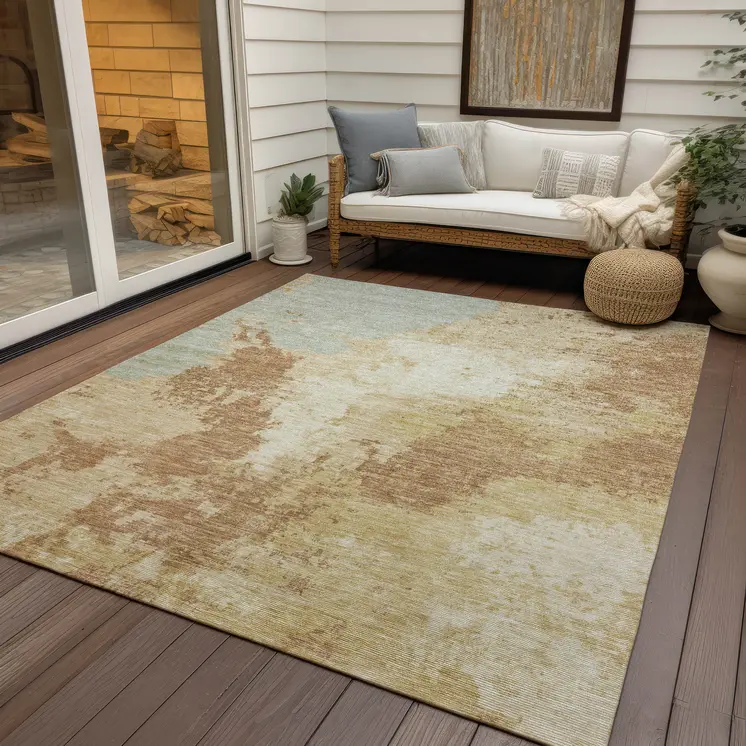 3' X 5' Coral And Ivory Abstract Washable Indoor Outdoor Area Rug