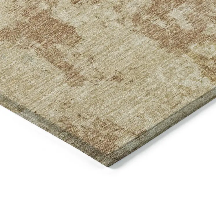 3' X 5' Coral And Ivory Abstract Washable Indoor Outdoor Area Rug