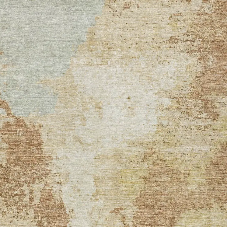 8' X 10' Coral And Ivory Abstract Washable Indoor Outdoor Area Rug
