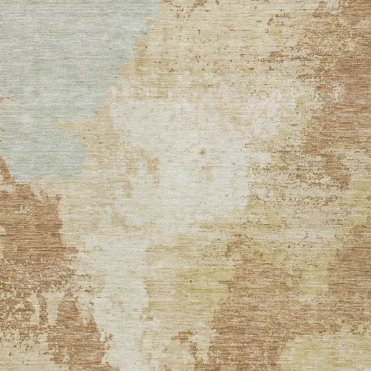 9' X 12' Coral And Ivory Abstract Washable Indoor Outdoor Area Rug