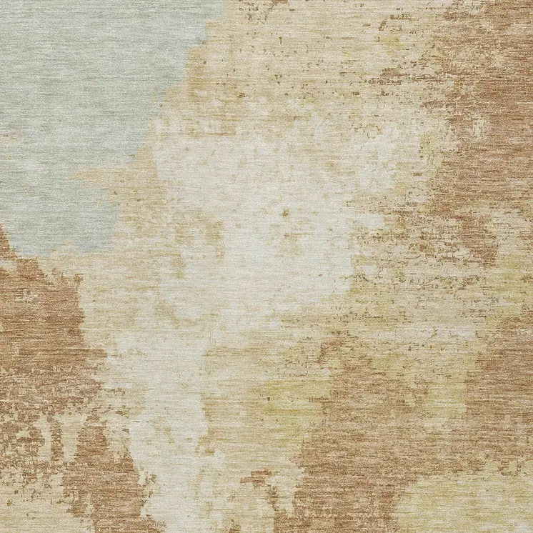 10' X 14' Coral And Ivory Abstract Washable Indoor Outdoor Area Rug