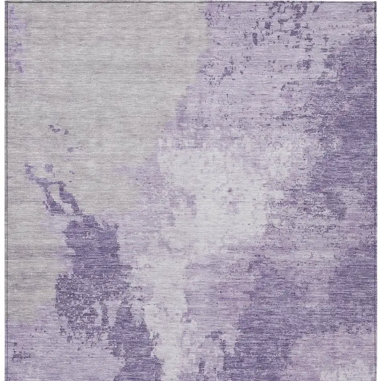 3' X 5' Plum And Purple Abstract Washable Indoor Outdoor Area Rug