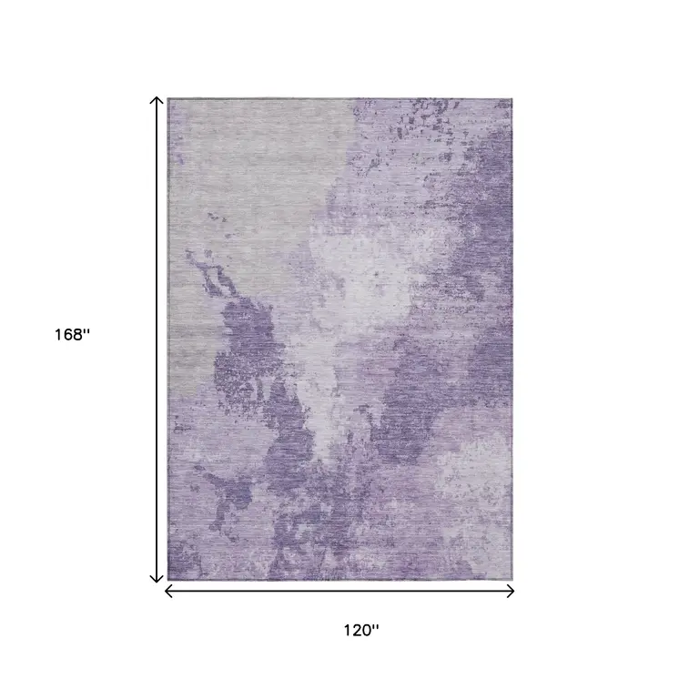 10' X 14' Plum And Purple Abstract Washable Indoor Outdoor Area Rug