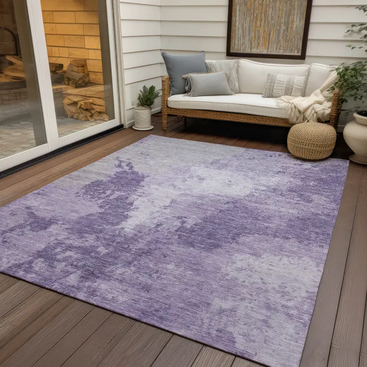 10' X 14' Plum And Purple Abstract Washable Indoor Outdoor Area Rug