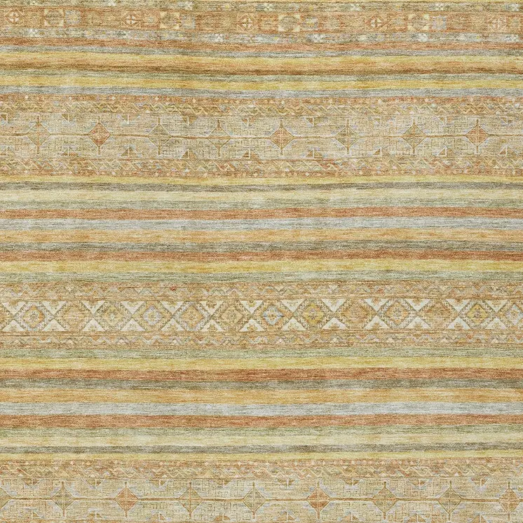8' X 10' Wheat And Beige Oriental Washable Indoor Outdoor Area Rug