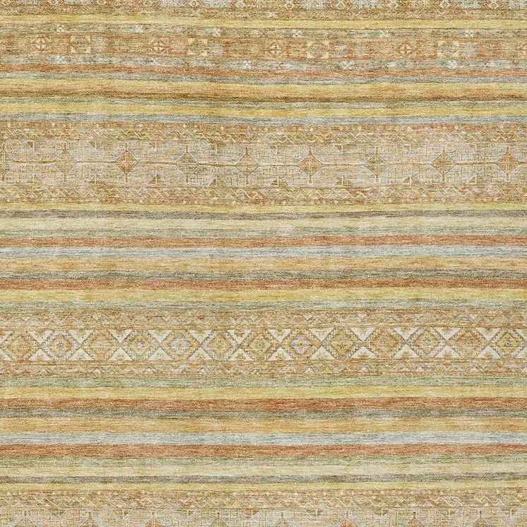 10' X 14' Wheat And Beige Oriental Washable Indoor Outdoor Area Rug