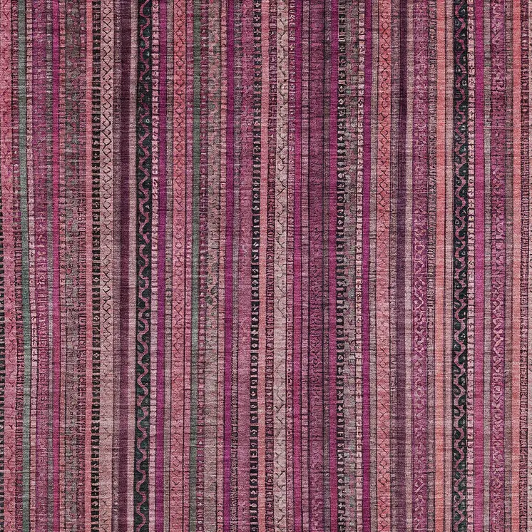 5' X 8' Pink Mauve And Blush Striped Washable Indoor Outdoor Area Rug