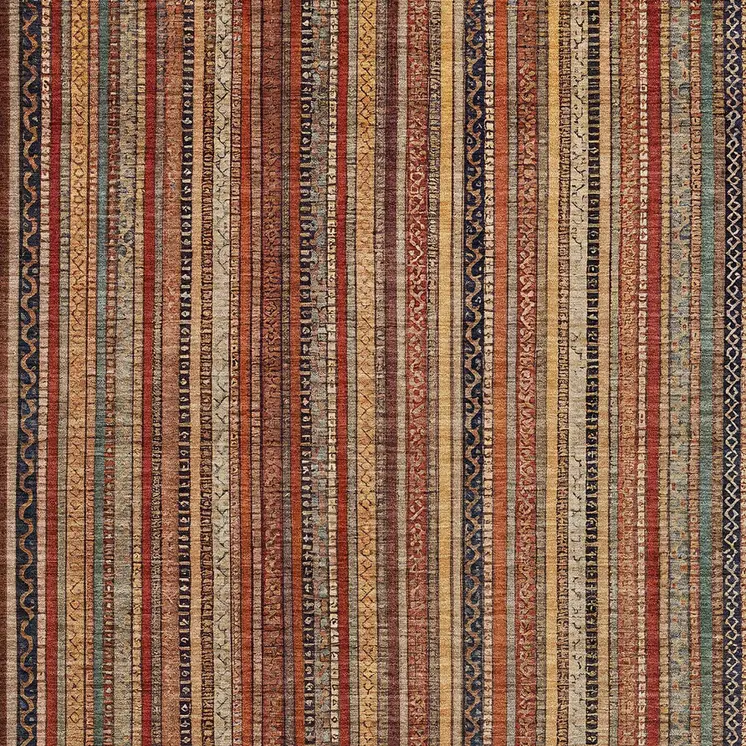 5' X 8' Rust Taupe And Gray Striped Washable Indoor Outdoor Area Rug