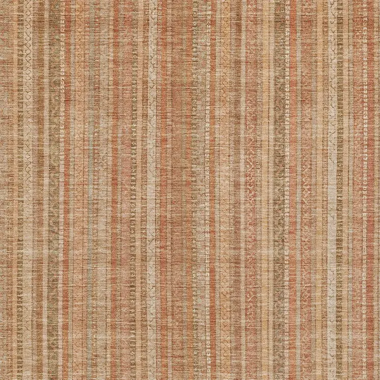 10' X 14' Rust Beige And Linen Striped Washable Indoor Outdoor Area Rug