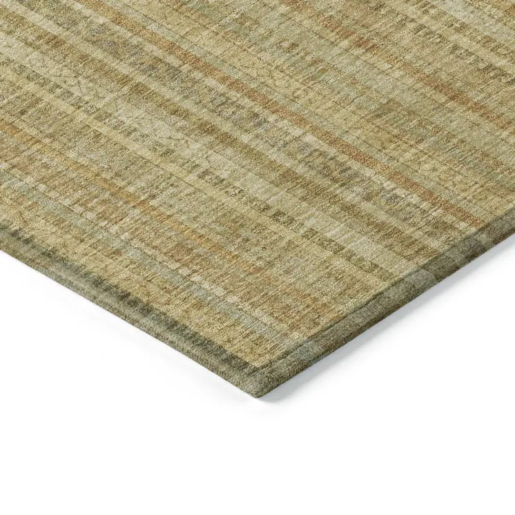 5' X 8' Wheat Gold And Beige Striped Washable Indoor Outdoor Area Rug