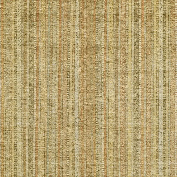 8' X 10' Wheat Gold And Beige Striped Washable Indoor Outdoor Area Rug