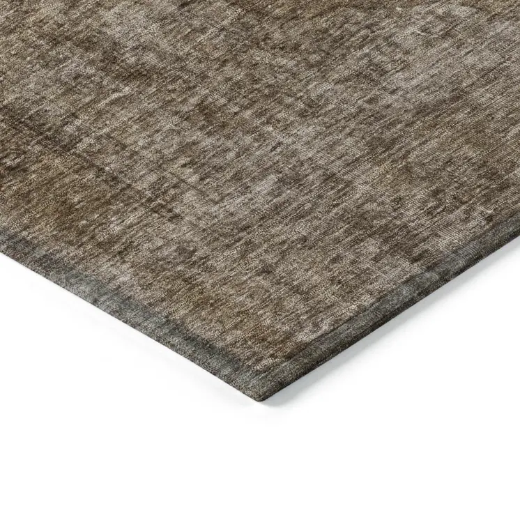 3' X 5' Brown And Beige Medallion Washable Indoor Outdoor Area Rug