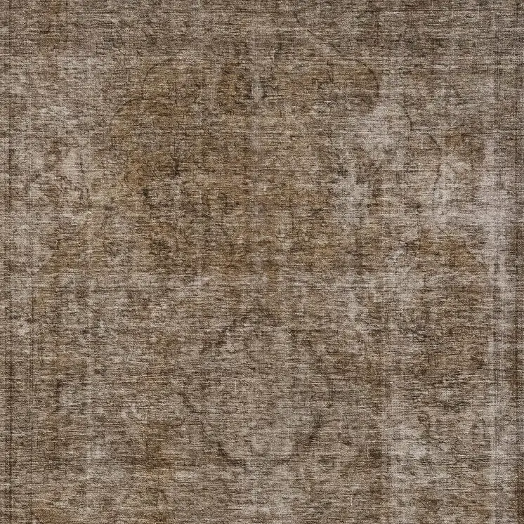 8' X 10' Brown And Beige Medallion Washable Indoor Outdoor Area Rug
