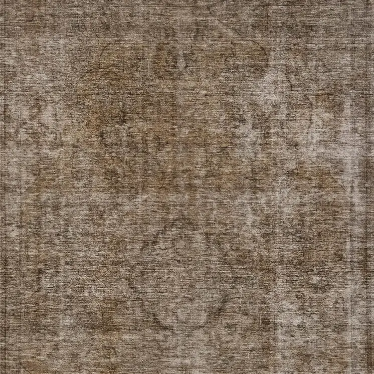9' X 12' Brown And Beige Medallion Washable Indoor Outdoor Area Rug