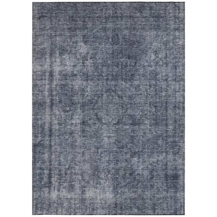10' X 14' Blue And Gray Medallion Washable Indoor Outdoor Area Rug