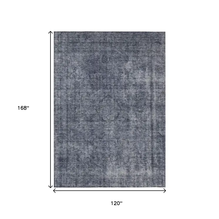 10' X 14' Blue And Gray Medallion Washable Indoor Outdoor Area Rug