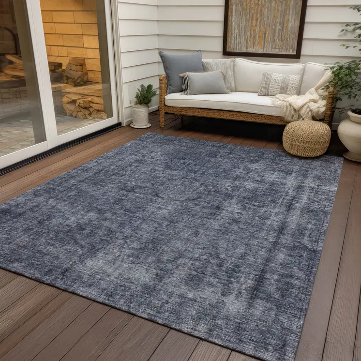 10' X 14' Blue And Gray Medallion Washable Indoor Outdoor Area Rug