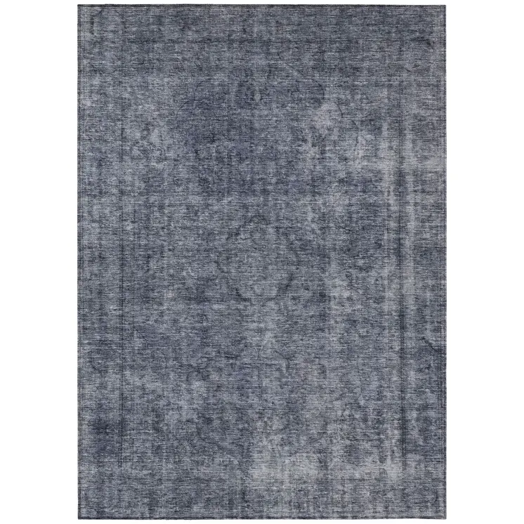 10' X 14' Blue And Gray Medallion Washable Indoor Outdoor Area Rug