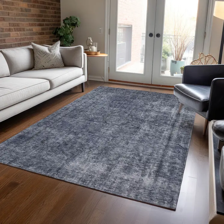 10' X 14' Blue And Gray Medallion Washable Indoor Outdoor Area Rug