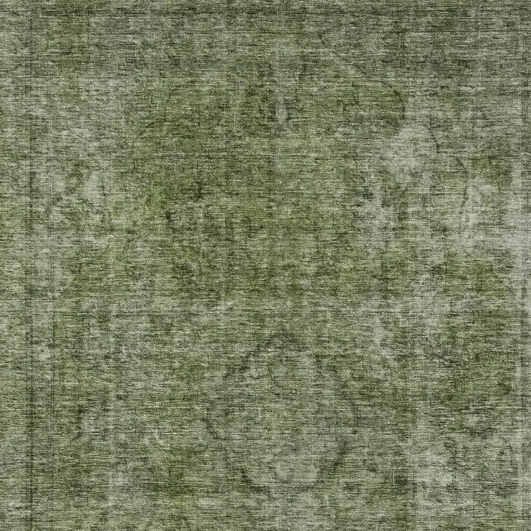 3' X 5' Green And Silver Medallion Washable Indoor Outdoor Area Rug