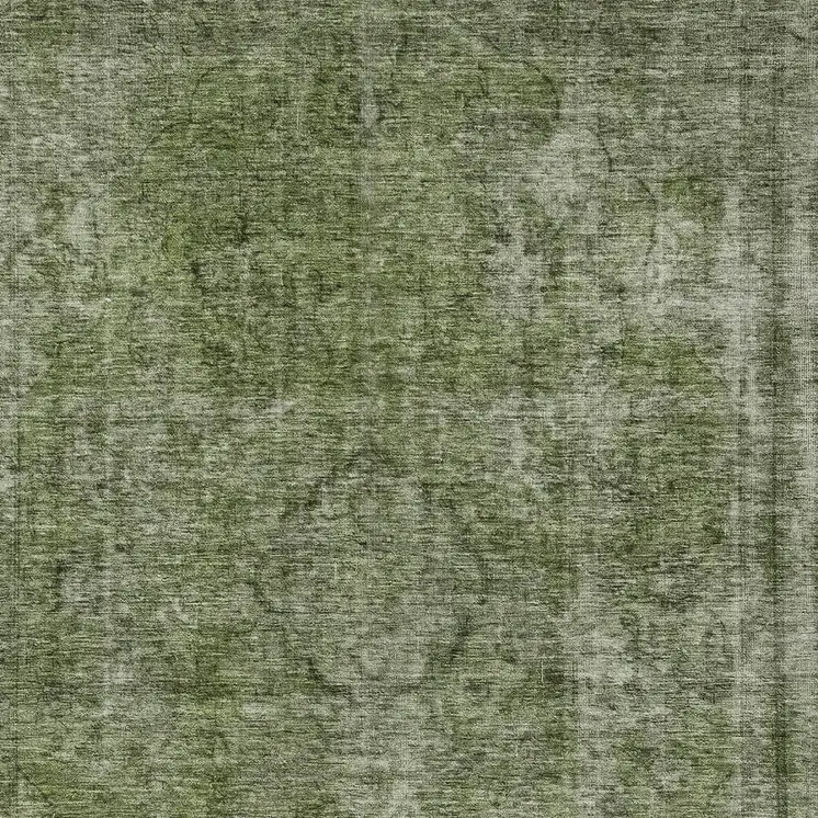 5' X 8' Green And Silver Medallion Washable Indoor Outdoor Area Rug