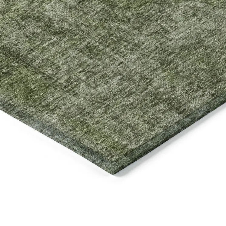 8' Green And Silver Round Medallion Washable Indoor Outdoor Area Rug