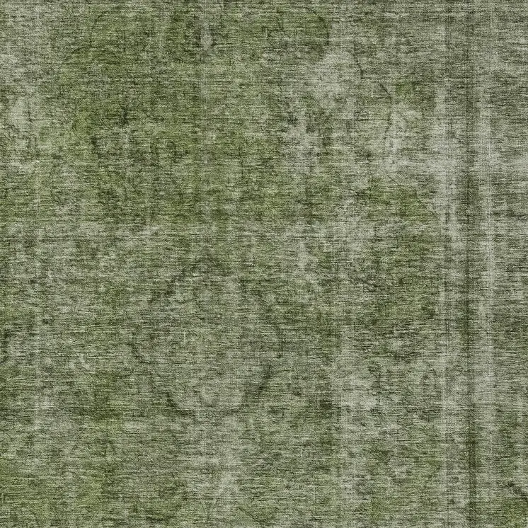 8' X 10' Green And Silver Medallion Washable Indoor Outdoor Area Rug