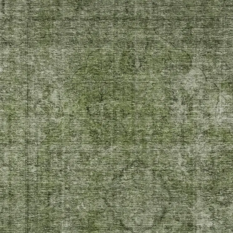 9' X 12' Green And Silver Medallion Washable Indoor Outdoor Area Rug