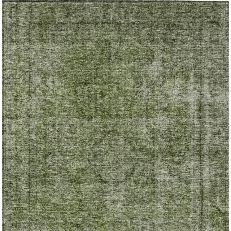 10' X 14' Green And Silver Medallion Washable Indoor Outdoor Area Rug