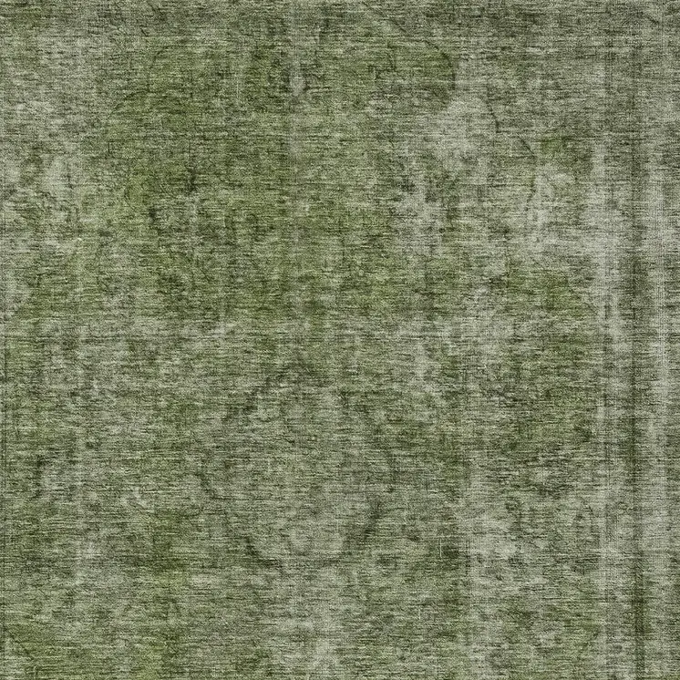 10' X 14' Green And Silver Medallion Washable Indoor Outdoor Area Rug