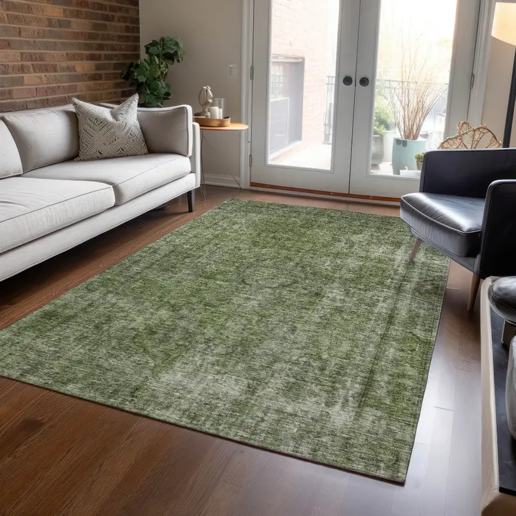 10' X 14' Green And Silver Medallion Washable Indoor Outdoor Area Rug