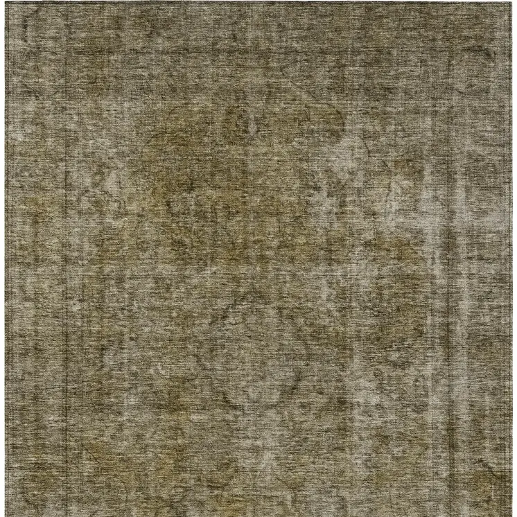 10' X 14' Pewter And Silver Medallion Washable Indoor Outdoor Area Rug