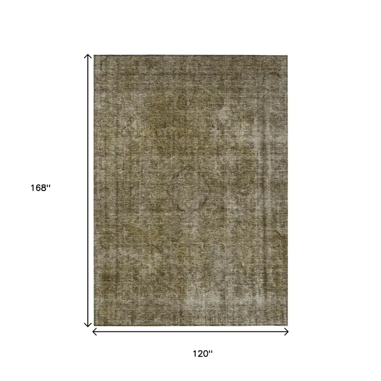 10' X 14' Pewter And Silver Medallion Washable Indoor Outdoor Area Rug