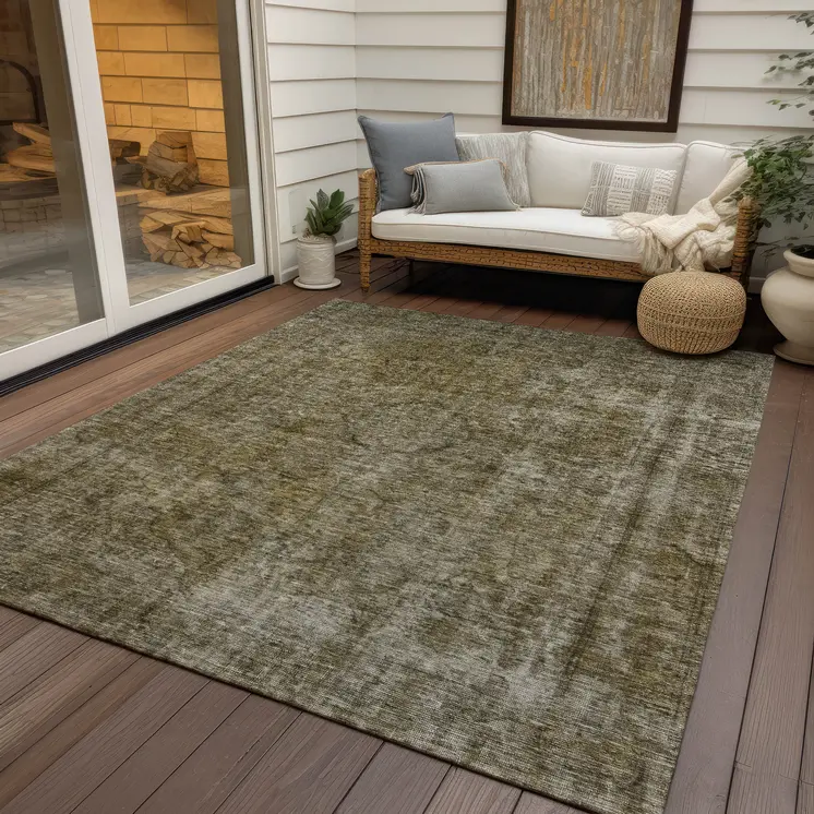 10' X 14' Pewter And Silver Medallion Washable Indoor Outdoor Area Rug