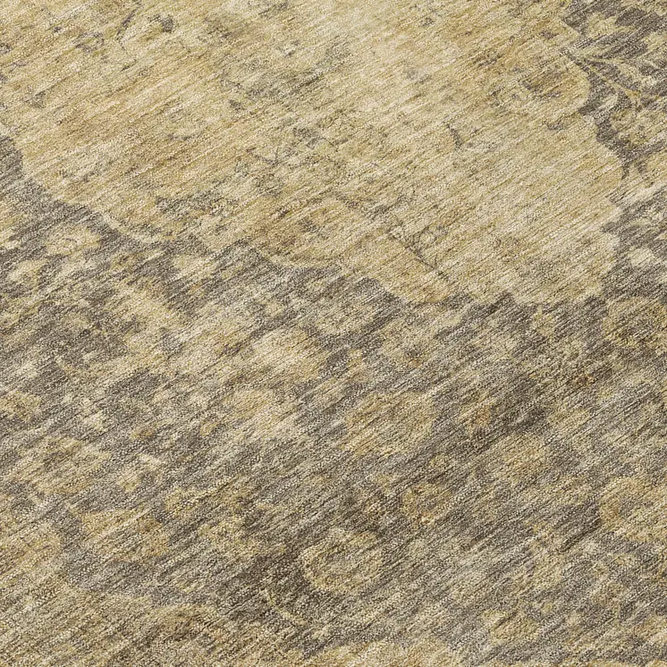 8' Brown And Beige Round Medallion Washable Indoor Outdoor Area Rug