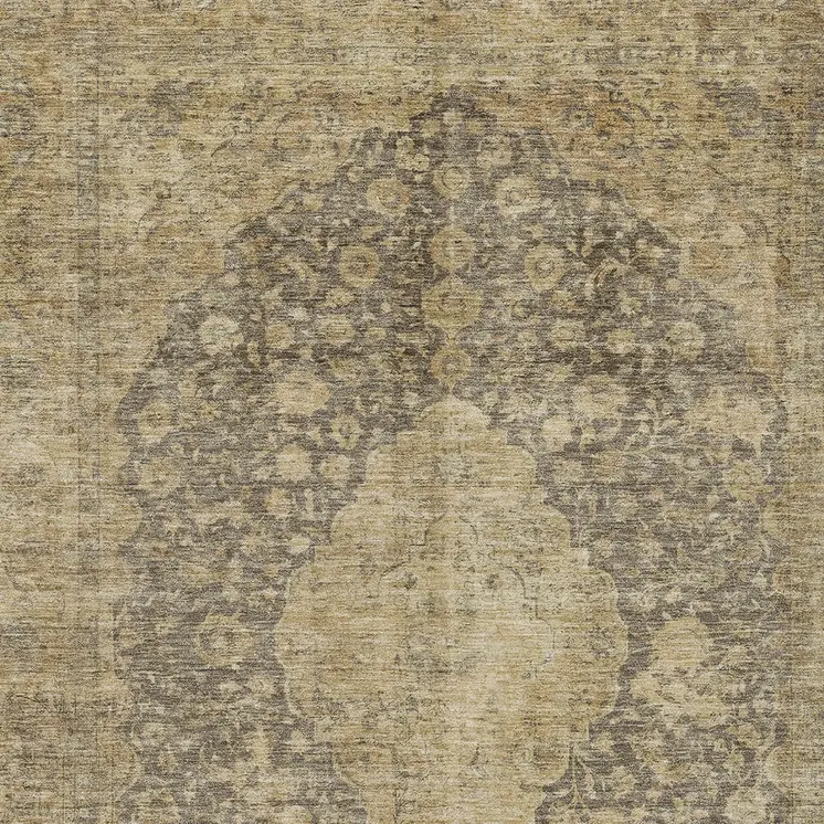 8' X 10' Brown And Beige Medallion Washable Indoor Outdoor Area Rug
