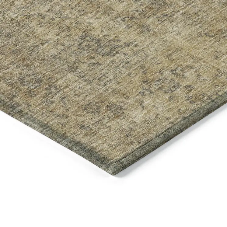 9' X 12' Brown And Beige Medallion Washable Indoor Outdoor Area Rug