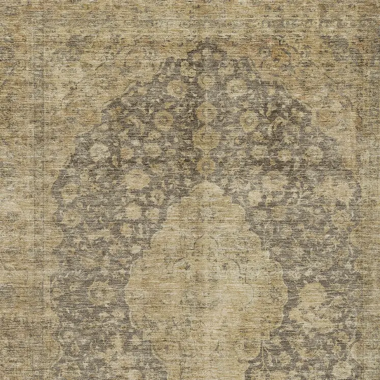 10' X 14' Brown And Beige Medallion Washable Indoor Outdoor Area Rug